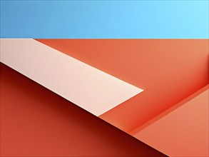 Abstract art featuring simple geometric shapes in minimalistic light blue and orange hues, AI