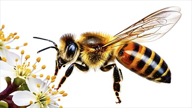 Bee hovering on flower, ai generated, AI generated