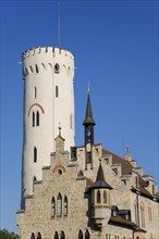 Lichtenstein Castle, fairytale castle of Württemberg, historicist building, landmark of the Swabian