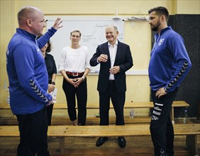 Federal Chancellor Olaf Scholz, (SPD), photographed during a visit to RC Germania in Potsdam on the