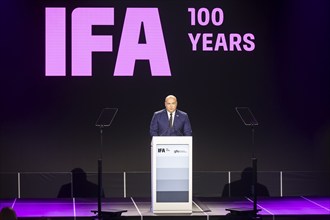 Leif-Erik Lindner, Managing Director of IFA Management GmbH speaks at the opening gala for 100