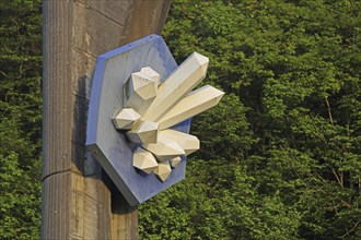 Sculpture mineral, gemstone symbolising gemstone city, detail, rock crystal, Altenberg tunnel,