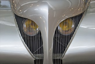 Detailed view of a vintage car, Arzens Cabriolet La Baleine from 1938, Schlumpf Collection, Musée