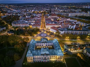 Innere Neustadt, Japanese Palace and Königstraße, aerial view, Dresden, Saxony, Germany, Europe