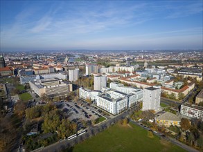 Dresden city centre, Sächsische Aufbaubank, Förderbank, (SAB) building and former Robotron building