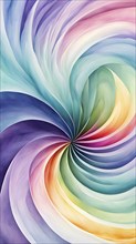 Spiral shape that slowly expands, rotates, and shifts colors in a soft gradient, invoking a