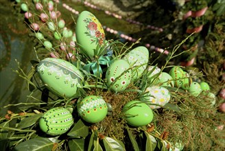 Easter custom, Easter fountain in Franconian Switzerland, detail, here in Bieberbach, district of