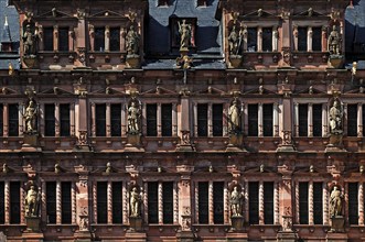 Heidelberg castle ruins, destroyed in 1689, façade of the Friedrichsbau, (built between 1601 and