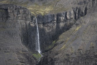 Basalt columns, Hvammsfoss waterfall, Vatnsdalur, Iceland, Europe