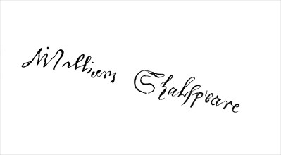 Signature, manuscript by William Shakespeare, historical, digital reproduction of an original from