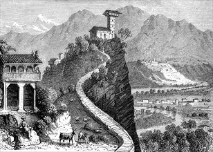 Landscape in Ladakh, today part of India, in 1880, Historical, digital reproduction of an original