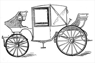 Carriage, Landaulet, two-horse, four-wheeled travelling carriage for two people, illustration from