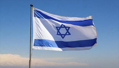 Flag, the national flag of Israel fluttering in the wind