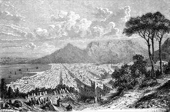 View of Cape Town in South Africa in 1880, Historical, digital reproduction of an original from the