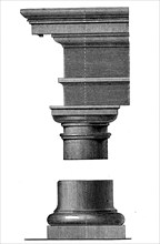 Architecture, Tuscan column, in 1880, Historical, digital reproduction of an original from the 19th