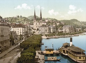 The Quay, Hotels Schweizerhof and National and Cathedral of the Schwanenhotel, Lucerne,