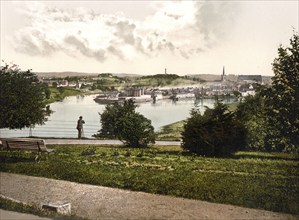 Enniskillen, County Fermanagh, Ireland, Historical, digitally restored reproduction from a 19th