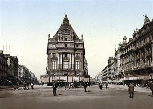 Boulevard du Nord et de la Senne, Brussels, Belgium, Historic, digitally restored reproduction from