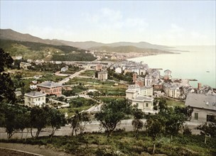 General view, Pegli, Genoa, Italy, General view, Genoa, Italy, Historical, digitally restored