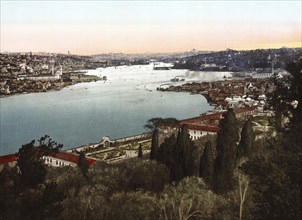 The Golden Horn, Istanbul, Constantinople, Turkey, View from 1885, Historical, digitally restored