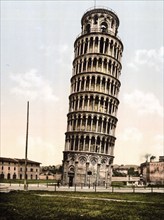 Der Schiefe Turm, Pisa, Italien / The Leaning Tower, Italy, Historic, digitally restored