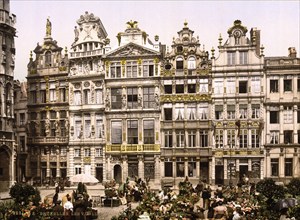 The Grote Markt in Brussels, Belgium, ca 1895, Historical, digitally restored reproduction from a