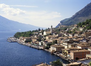 Limone sul Garda on Lake Garda, Lombardy region, Italy, Europe. Scanned 6x6 slide, Europe