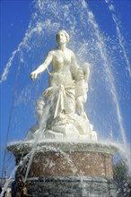 Marble statue of the goddess Latona with children Diana and Apollo, Latona Fountain, Latona