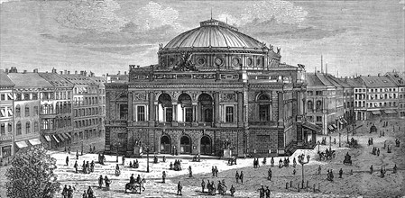 The Royal Theatre in Copenhagen, Denmark, in 1880, Historical, digital reproduction of an original