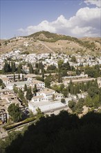 The Albaicin district in the city of Granada taken from the Alhambra palace, Spain, Europe