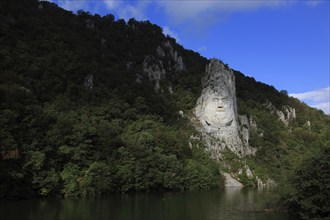 Wallachia, statue of the Dacian king Decebalus, Decebalus Rex Dragan Fecit, 40 metre high statue