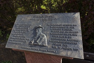 Memorial plaque for the American writer Stephen Crane in front of the house where he died, spa town