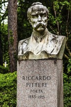 Monument to the writer Riccardo Pitteri, Giardino Pubblico, City Park, Trieste, harbour city on the