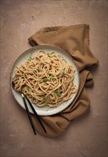 Spaghetti carbonara, in creamy garlic sauce, pasta in white sauce, homemade, no people