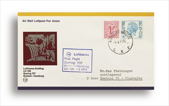 First flight letter, first flight cover, Lufthansa first flight LH109 with Boeing 737 from