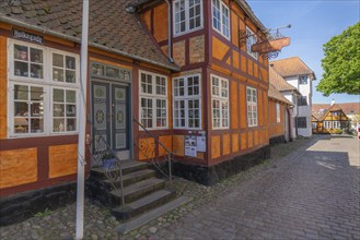 Fåborg, Faaborg, picturesque old town with colourful houses, Den gamle Gaard, the old courtyard,