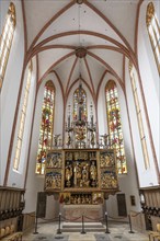 Chancel with late Gothic winged altar by Michael Wohlgemut completed in 1508, town church of St