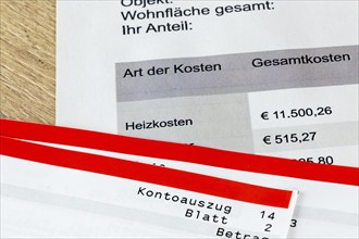 Symbolic image of service charges: Close-up of a symbolic service charge statement