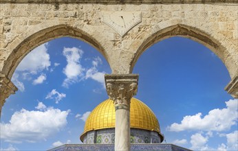 Jerusalem, Islamic shrine Dome of Rock located in the Old City on Temple Mount near Western Wall