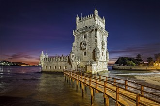 Belem Tower or Tower of St Vincent, famous tourist landmark of Lisboa and tourism attraction, on