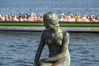 The Little Mermaid statue, Den lille Havfrue in Danish, on the Langelinie waterfront promenade in