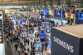 First day at Hannover Messe 2022, industrial trade fair, after a 2-year corona break, Siemens