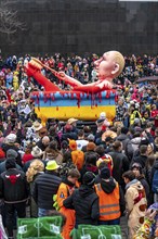 Rose Monday parade in Düsseldorf, street carnival, carnival float, by float builder Jacques Tilly,