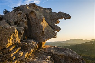 Bizarre granite rocks, Roccia dell Orso, sunset, Capo d'Orso, Palau, Costa Smeralda, Sardinia,