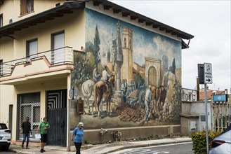 Wall painting, murals, graffiti, street art, San Sperate, Sardinia, Italy, Europe