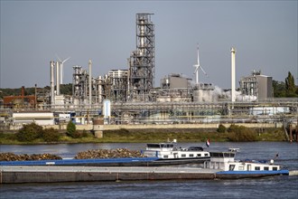 Cargo ship on the Rhine near Emmerich, Kao Chemicals backdrop, specialising in surfactants, KLK,