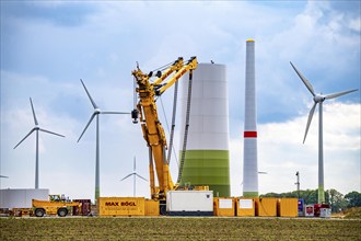 Wind turbine repowering, in the Issum-Oermten wind farm, 9 wind turbines in operation for over 20