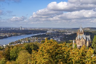 Drachenburg Castle, on the Drachenfels, a mountain in the Siebengebirge on the Rhine between Bad