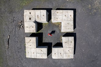 Zollverein Coking Plant, Sculpture Forest with the artwork Castell, by the artist Ulrich Rückriem,