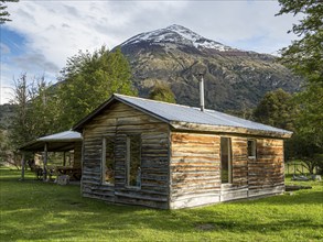 Guesthouse at refugio Rio Nadis, farm with sheep, horses and touristic services, Patagonia, Chile,